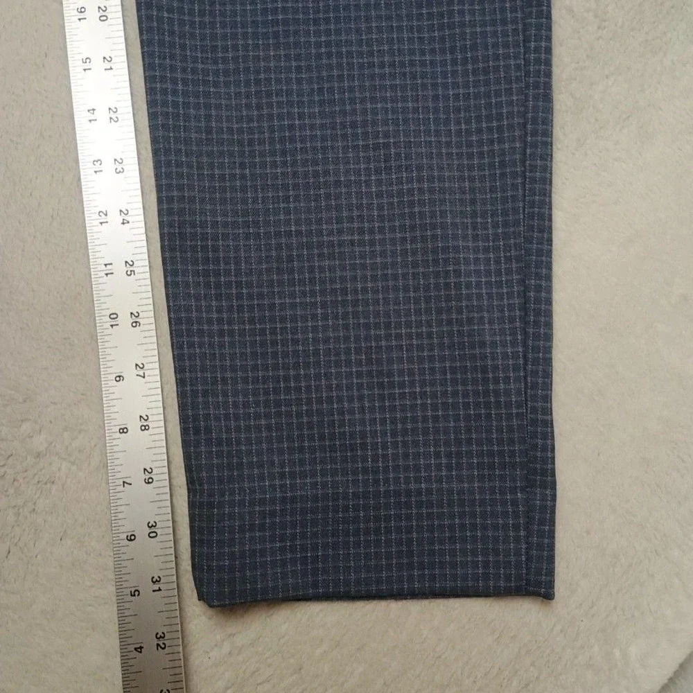 Banana Republic Pants Men 32x32 Blue Plaid Slim Dress Check Stretch Suit Work